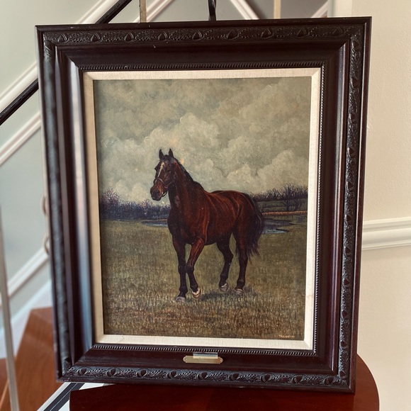 Vintage Other - Hand Painted Art Antique Oil Painting Portrait horse on canvas